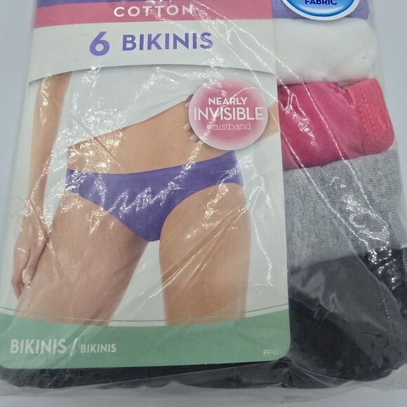 Women's Hanes Tagless Bikinis Ultra Soft Panties Size 8 Cotton 6 Pair No Ride Up - Picture 2 of 6